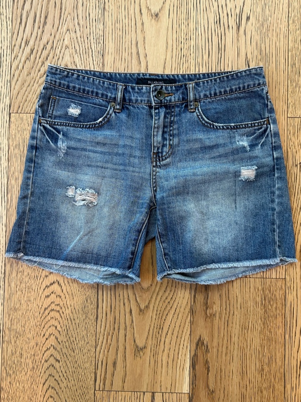 Billabong Distressed Blue Denim Jean Shorts Size 27